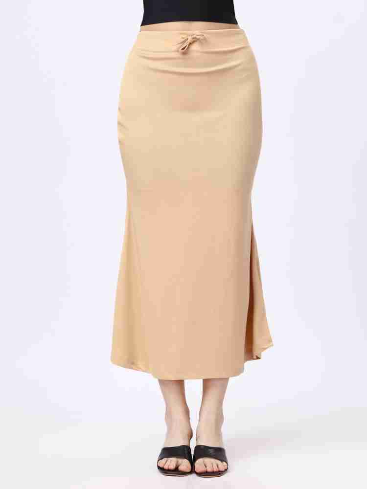 SCUBE DESIGNS Pleated Saree Shapewear Silhoutte Beige (XL) Lycra Blend  Petticoat