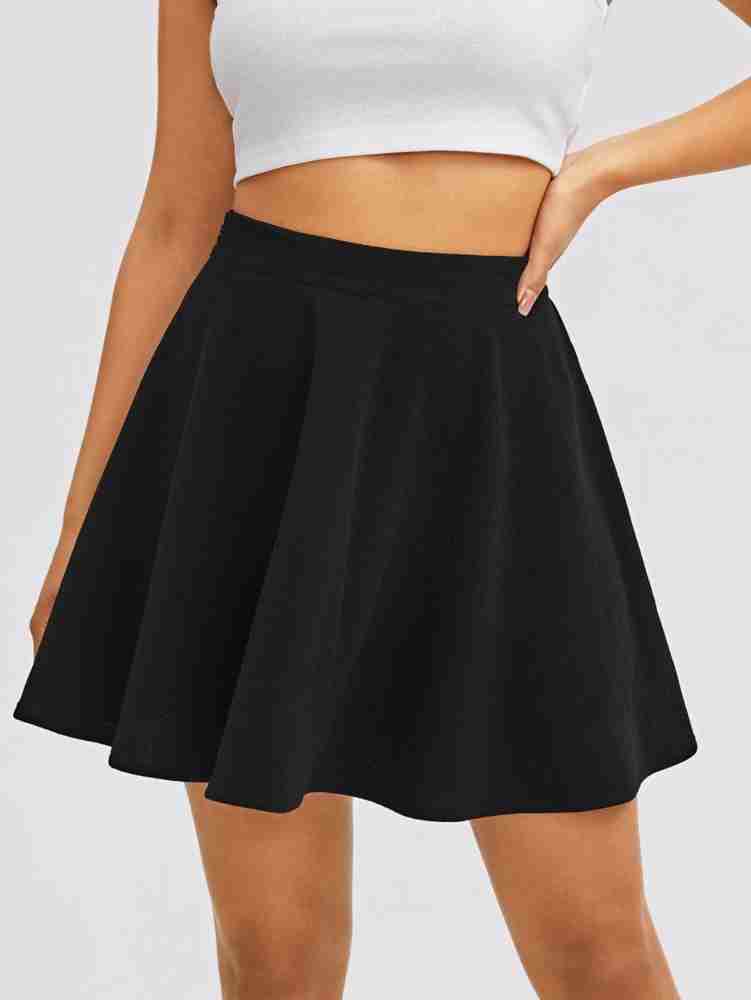 Tomesect Solid Women A-line Black Skirt