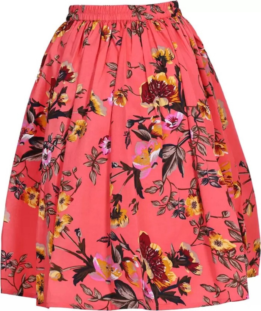 Pink skirt with floral print