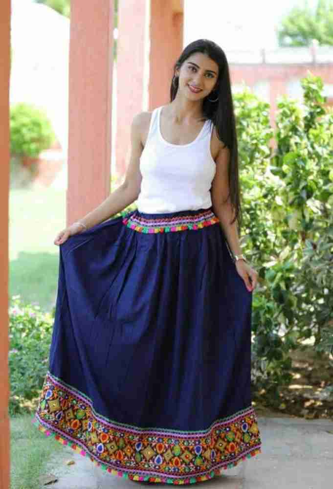 raghudas Embroidered Women Regular Blue Skirt