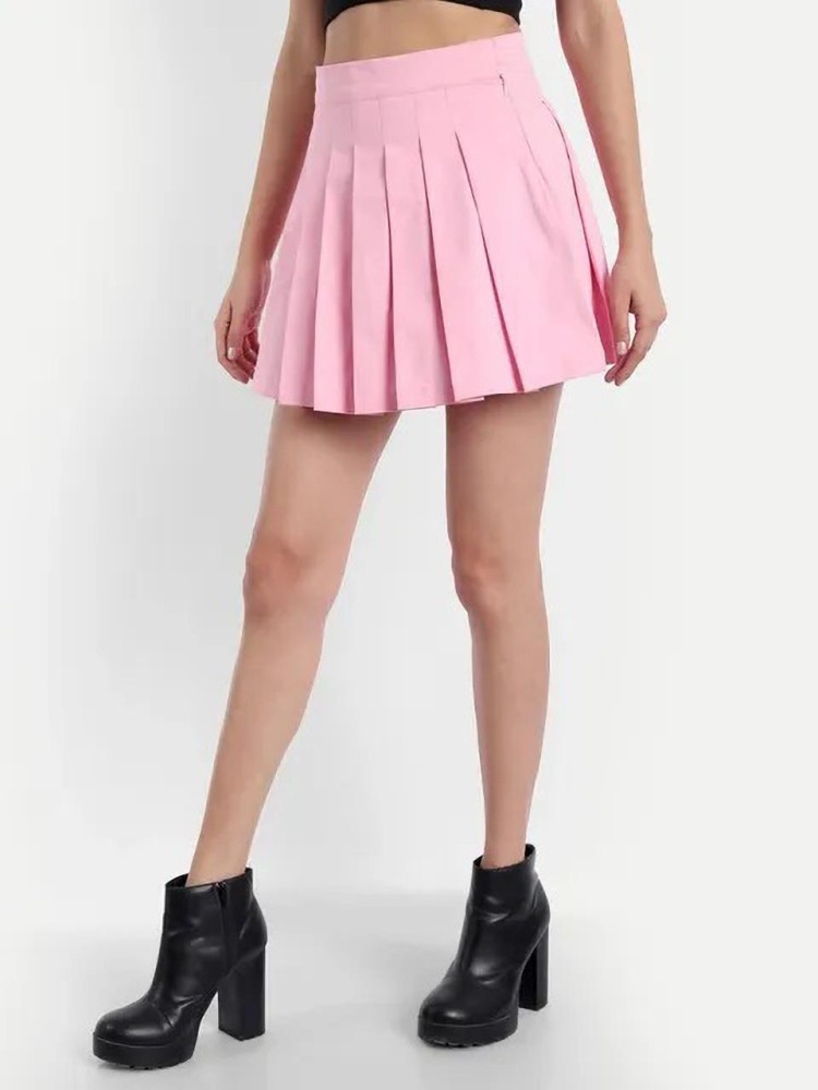 Khalak Solid Women Pleated Pink Skirt - Buy Khalak Solid Women Pleated Pink  Skirt Online at Best Prices in India