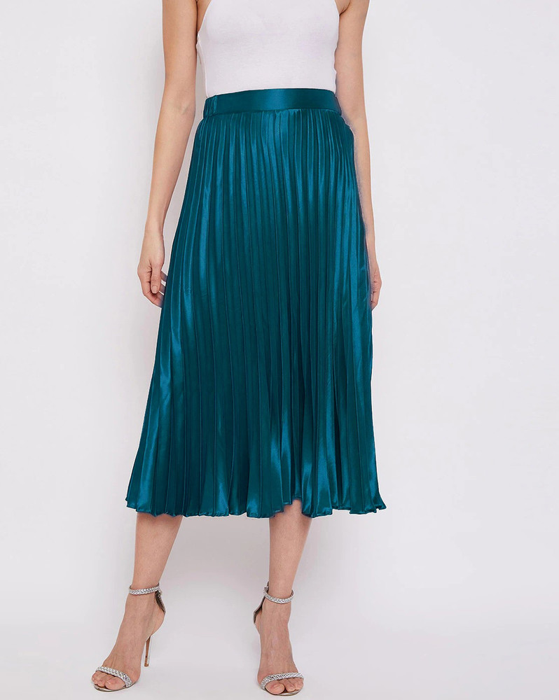 PG COLLECTION Solid Women Pleated Light Blue Skirt Buy PG
