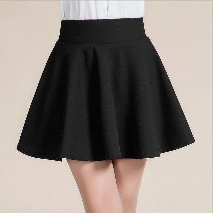 UTF Solid Women Pleated Black Skirt - Buy UTF Solid Women Pleated Black  Skirt Online at Best Prices in India