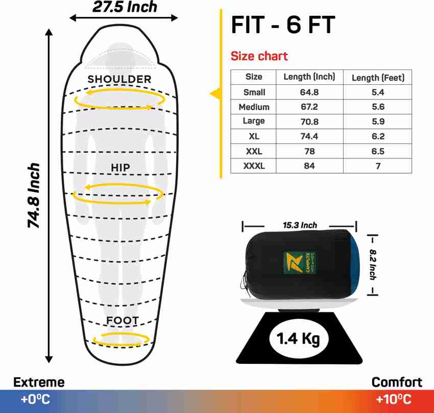 North face sleeping bag size chart top