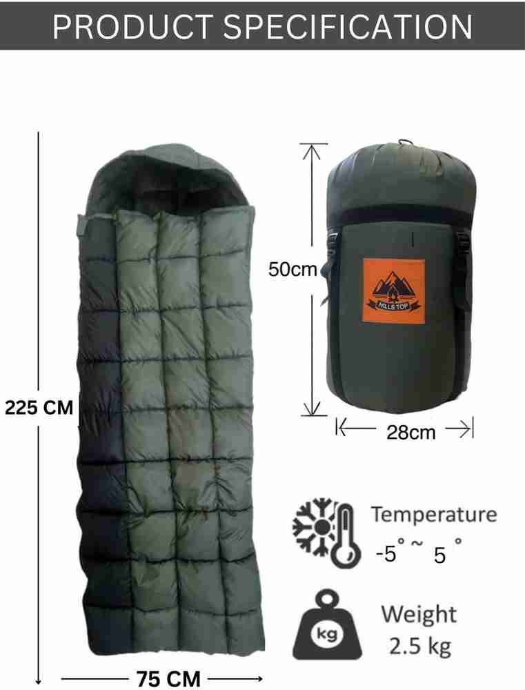 Hillstop Army Sleeping bag for 5 degree Celsius for up to 7ft person Sleeping Bag Flipkart