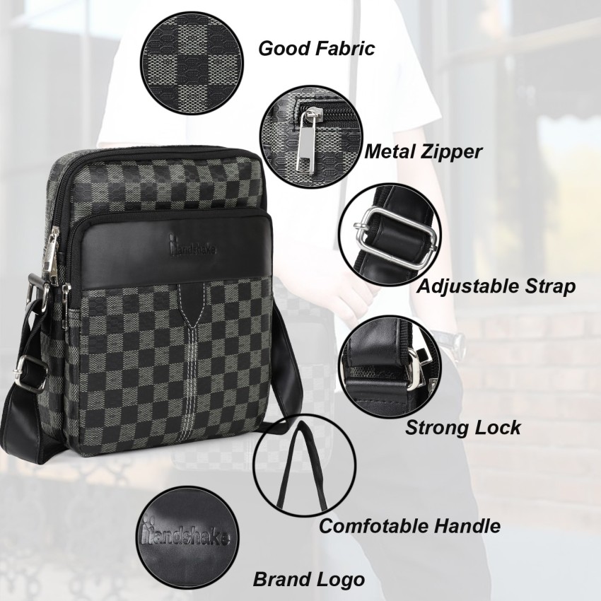 HANDSHAKE Black Sling Bag Casual Classy Utility Travel Office Business  Crossbody Shoulder Bag for Men Black - Price in India