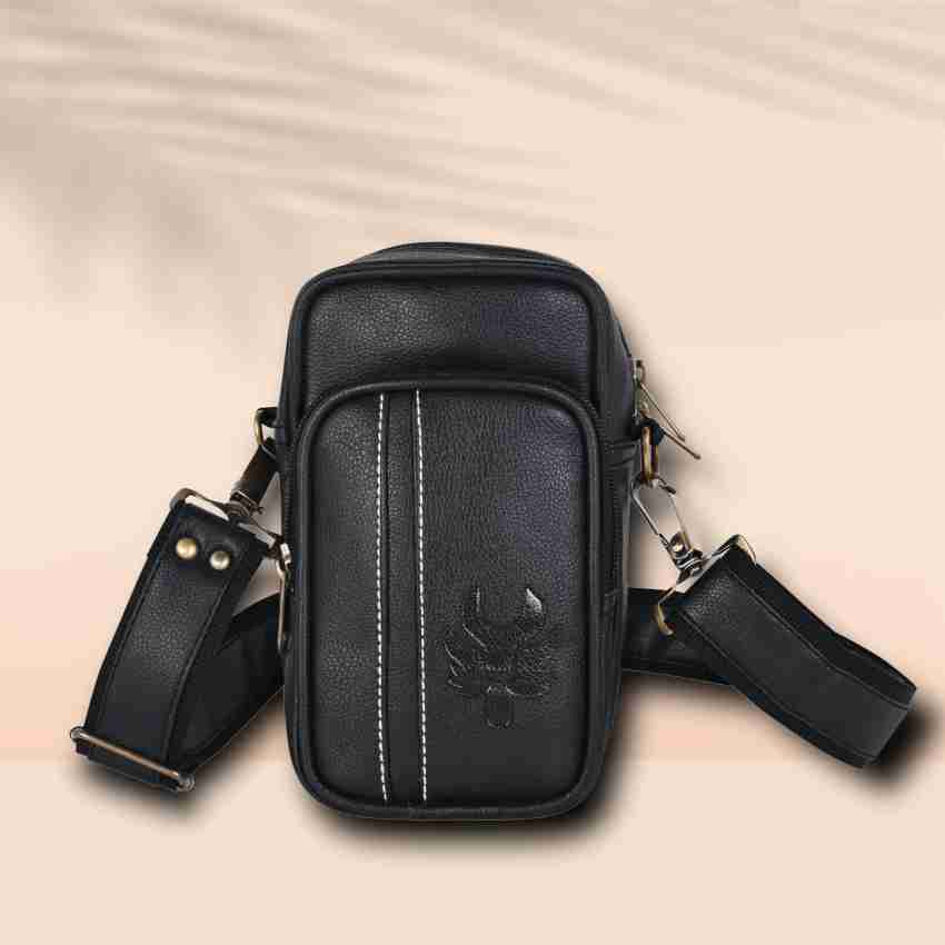 Pramadda Pure Luxury Stylish Square Crossbody Leather Sling Bag For Men  Women Travel, Mobile Chest Small Mini Side Bag