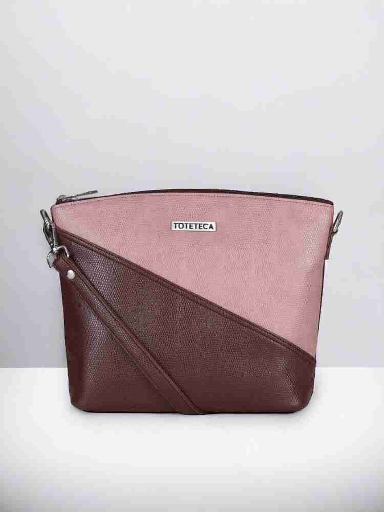 toteteca Brown Sling Bag Colorblock Sling Bag Brown Price in India Flipkart