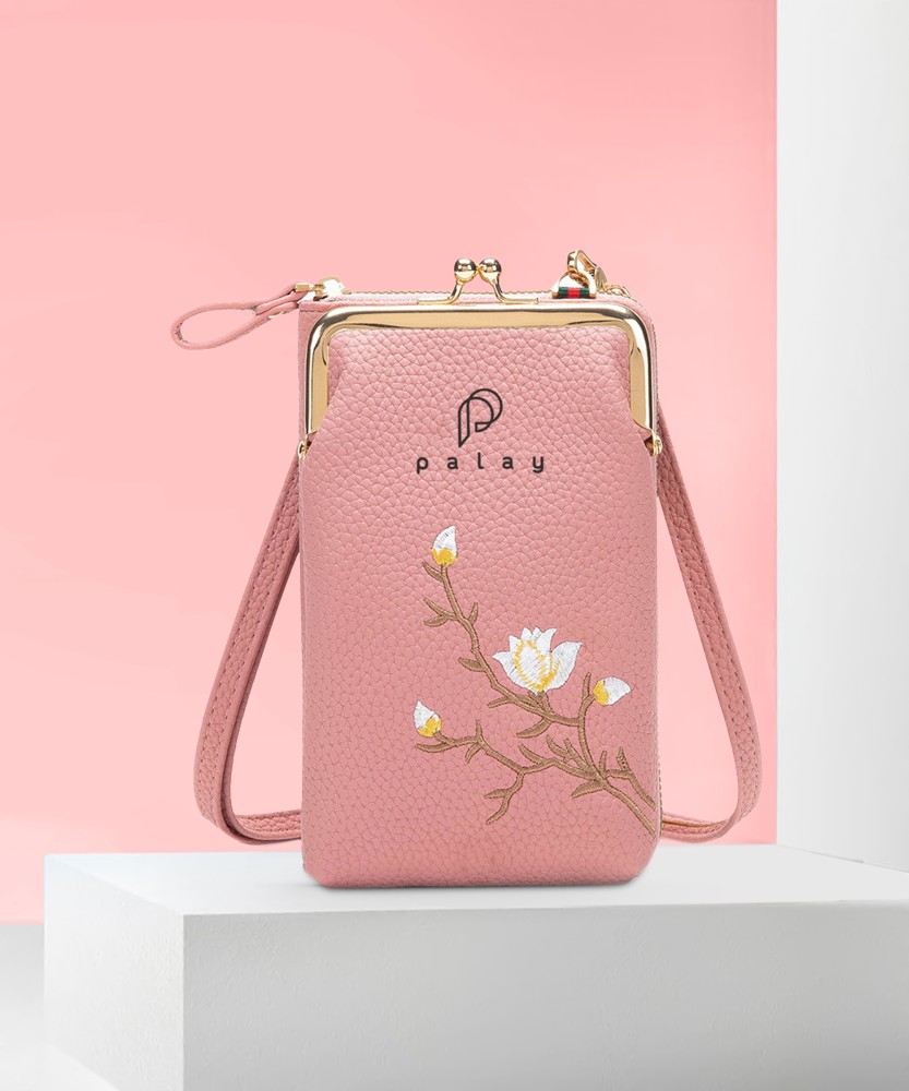 PALAY Pink Shoulder Bag Small Crossbody Phone Bag for Women Stylish PU Leather Mobile Cell Phone Holder Pocket Purse Wallet Sling Bags for Women