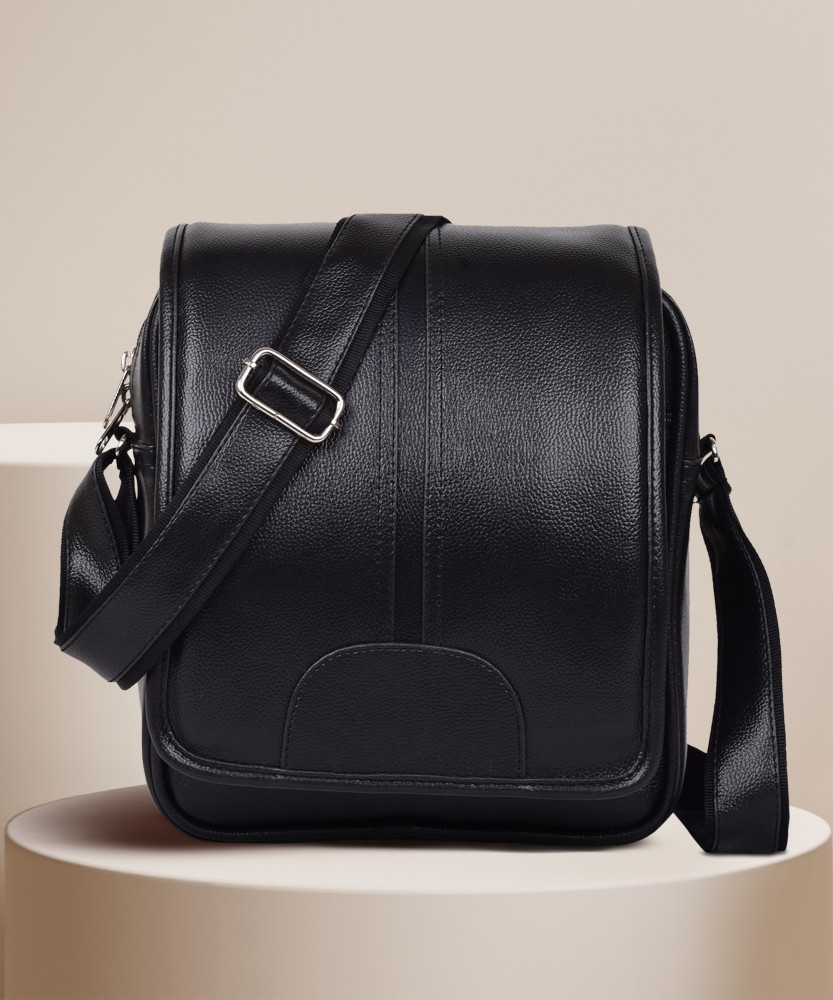 Martucci Black Sling Bag Pu Leather Shoulder Bag for Men/Travel Bag/Cross  Body Bag/Office Business Bag/Messenger Bag/Stylish sling Bag for Men Black  - Price in India