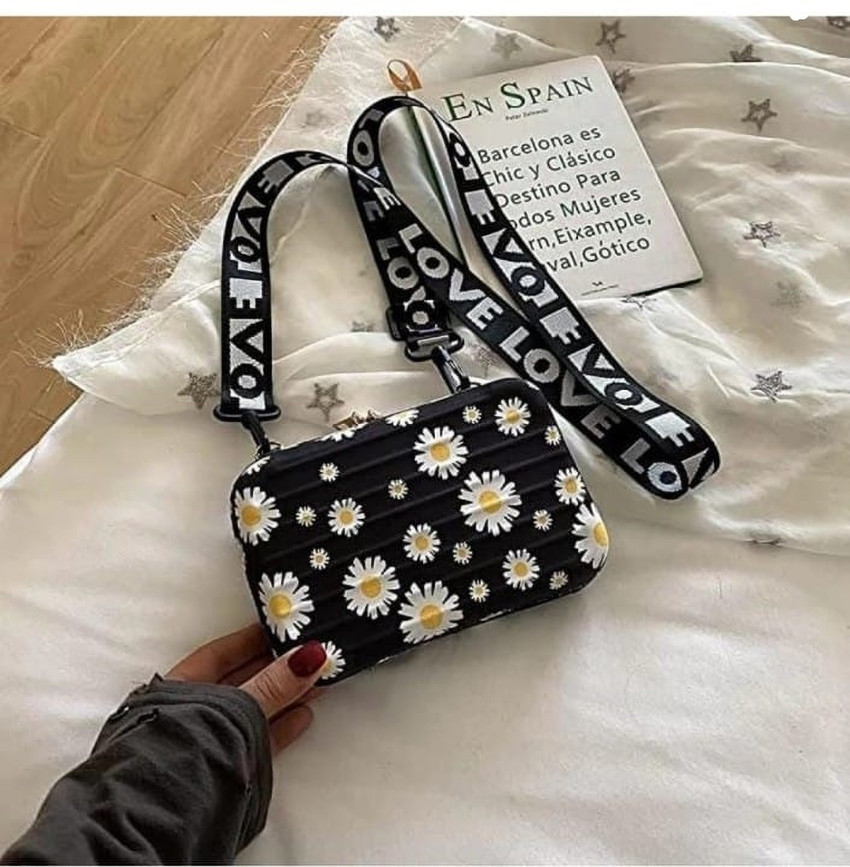 CARRY CARAT Black Clear Sling Bag Small Floral Print Suitcase sling bag Floral Black Price in India Flipkart