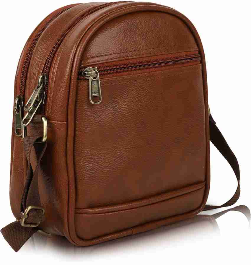 ICHIEF Tan Sling Bag Stylish Leather Sling Bag For Men Travel