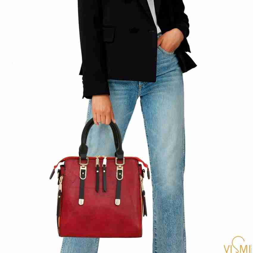 VISMIINTREND Red Shoulder Bag Stylish Vegan Leather Sling