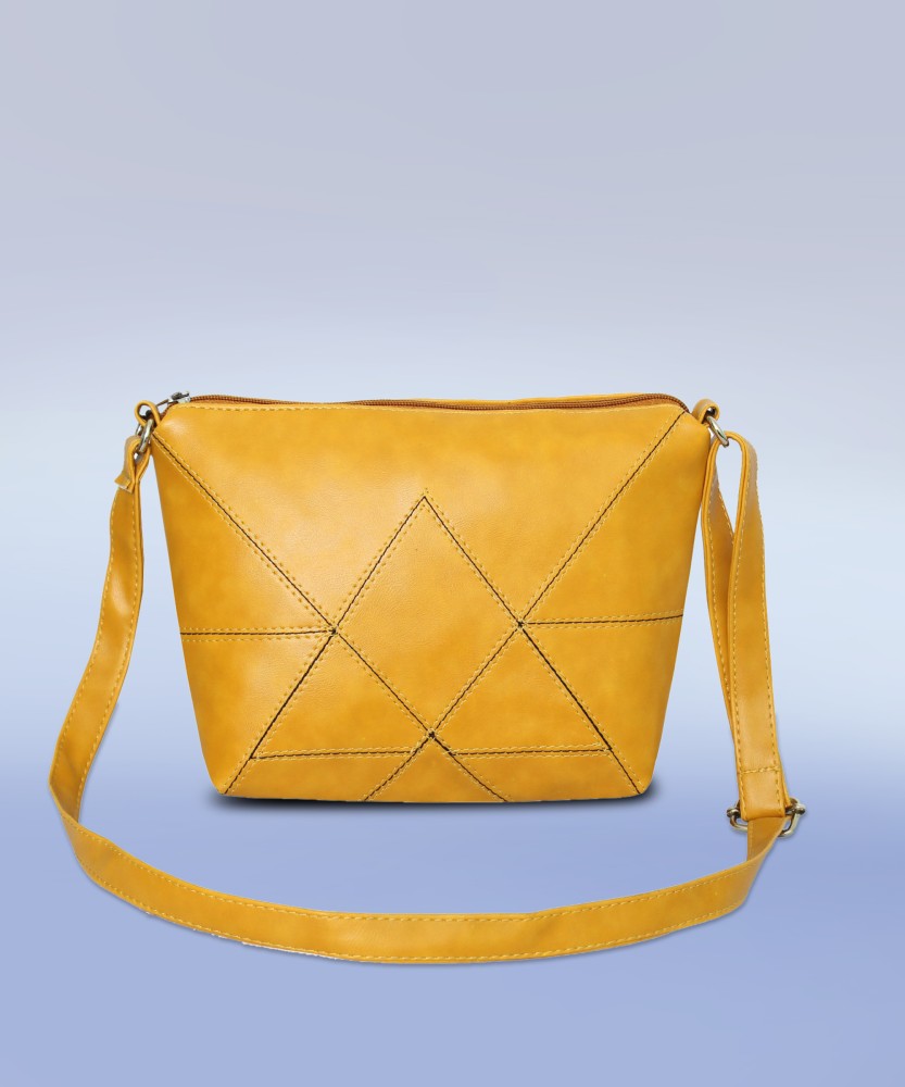 Leather Land Yellow Sling Bag American Stitch Sling In YELLOW