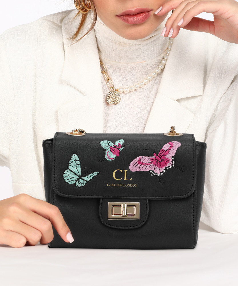 CARLTON LONDON Black Sling Bag CLLP 323 BLACK Price in India