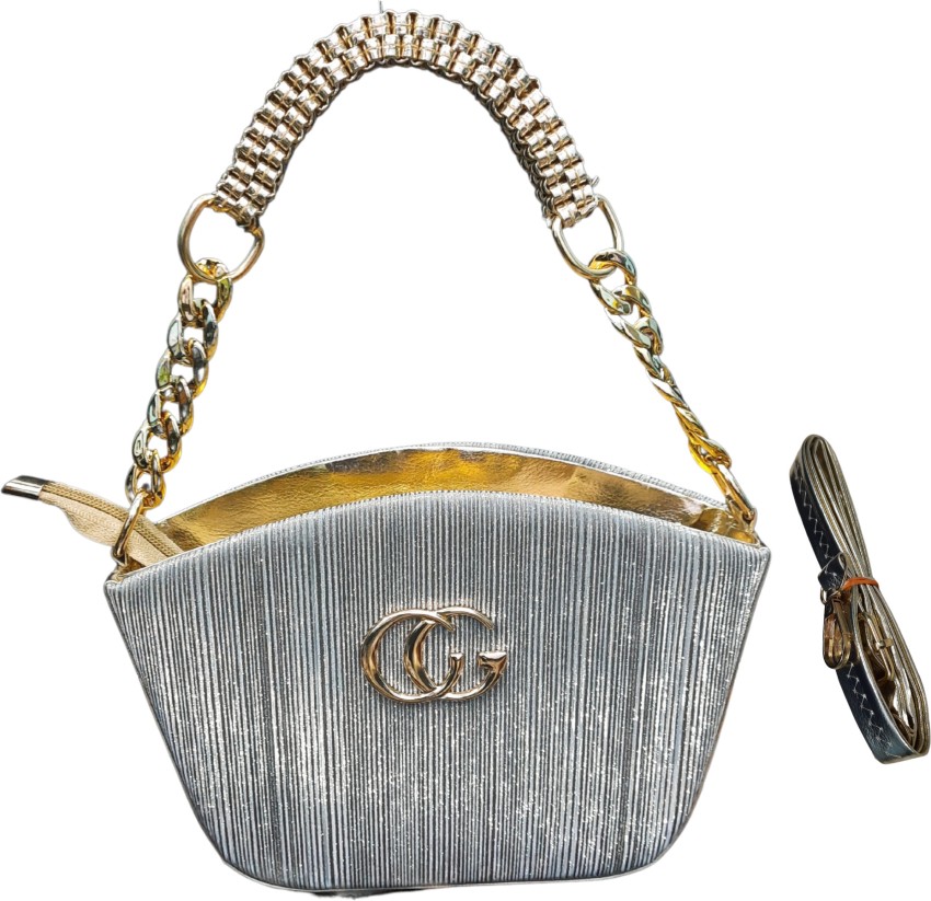 PINTU Silver Sling Bag Glitter Sling bag Handbag for Ladies women