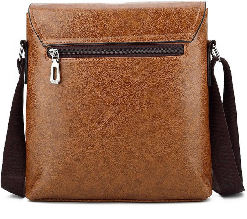 Brown Denim Messenger Bag - Bourbon on the Go