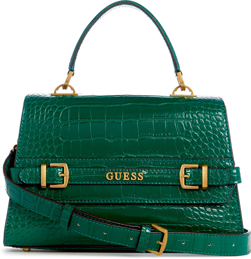 GUESS Green Hand held Bag Women Green Solid Handheld Bag with Magnetic Button Closure Green Price in India Flipkart