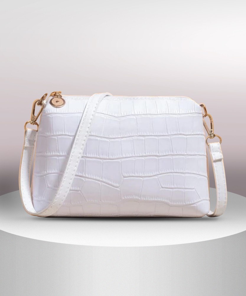 Embossed Cross Body Bag - White