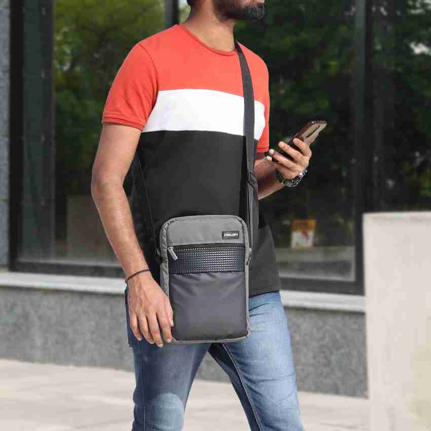 CRALOFT Grey Sling Bag Side Bag For Men / Sling Bag / Crossbody Tablet  Messenger Bag Office Travel (S2) Olive Grey, Black - Price in India