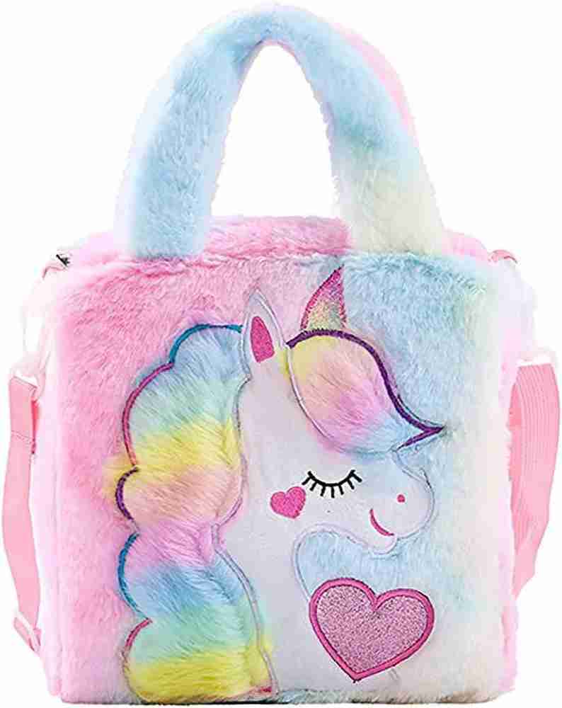 okji enterprises Girls Kids Fur Unicorn Lunch bag