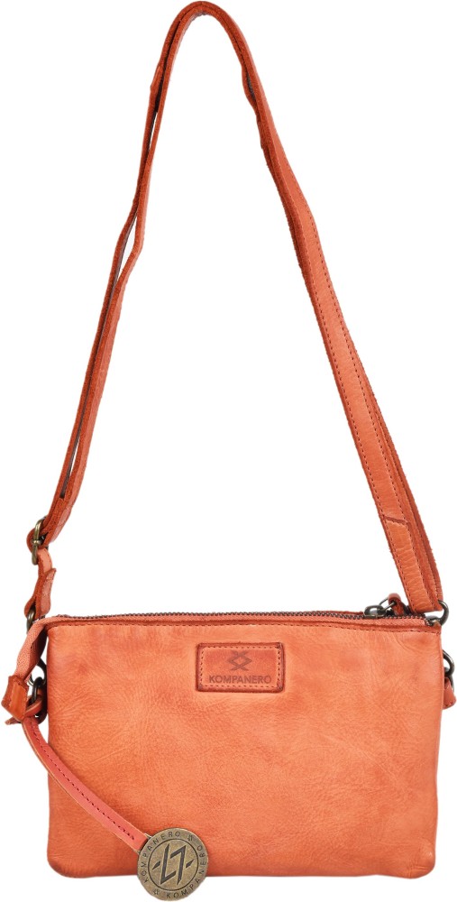 Buy KOMPANERO Genuine Leather Women's Sling Bag (B-10671-Cognac