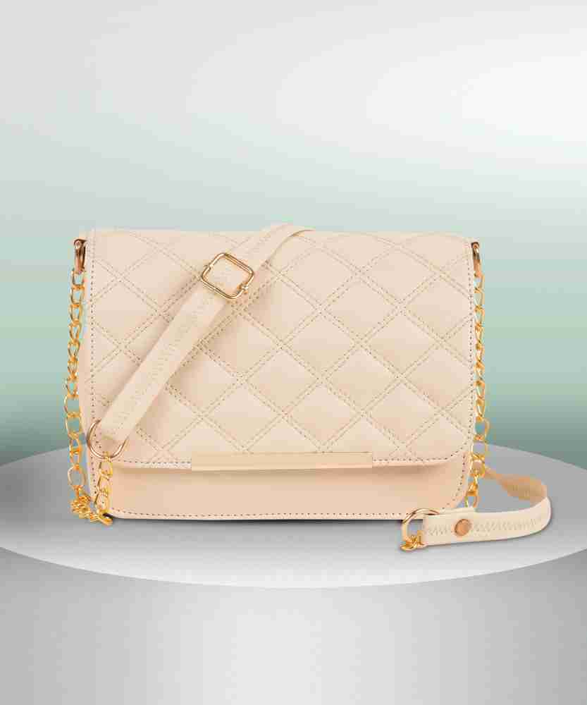 Beige PU Sling Bag