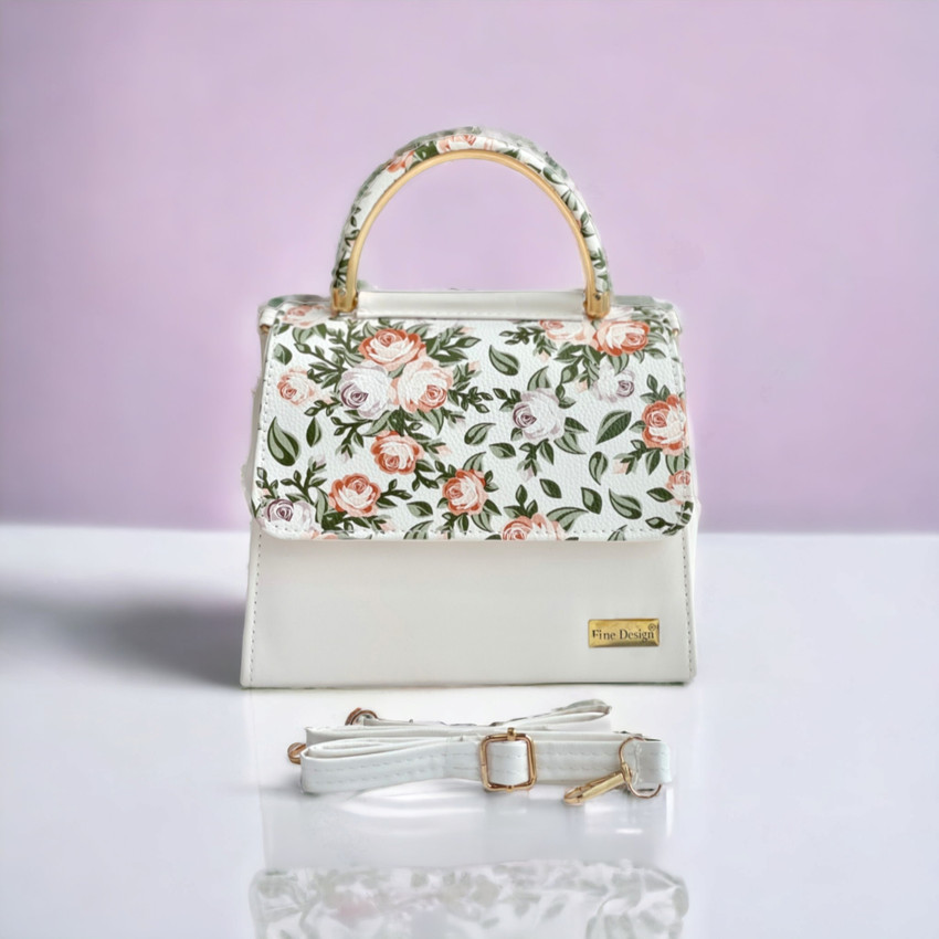 Jazzberry White Sling Bag Floral print Pink Price in India