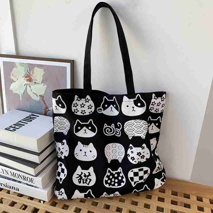 Canvas Bags Handbag for Women Shopper Cute Cat Tote Bag with