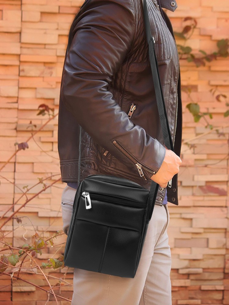 HANDSHAKE Black Sling Bag Casual Classy Utility Travel Office Business  Crossbody Shoulder Bag for Men Black - Price in India