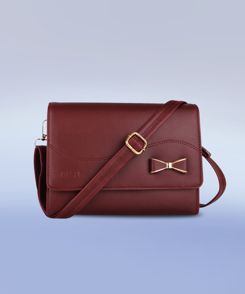 ALSU Maroon Sling Bag Women sling bag Maroon Price in India