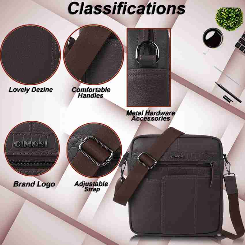 CIMONI Brown Sling Bag Casual Travel Crossbody Shoulder Office