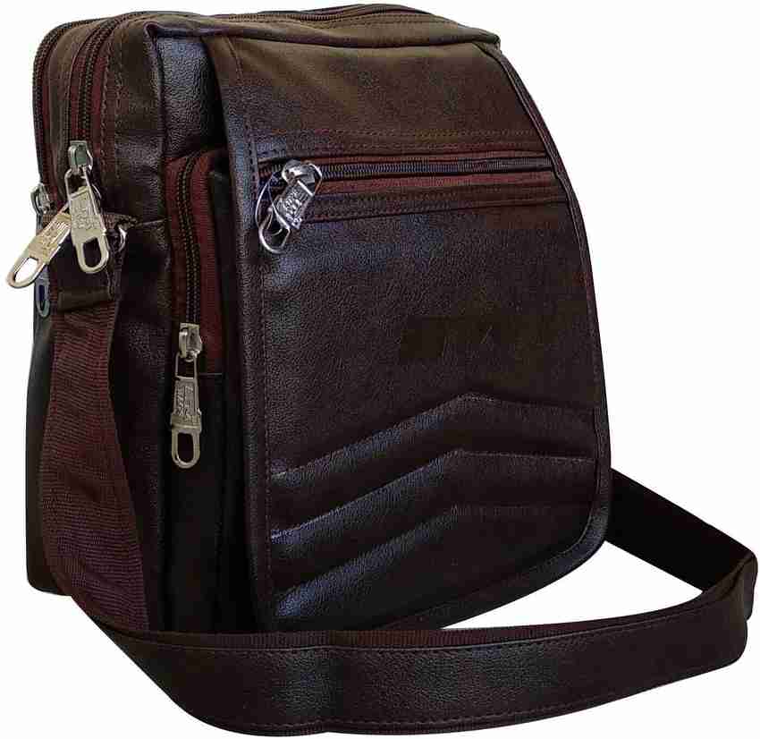 SM BAGS Tan Sling Bag Artificial Leather Cross Body Large Sling Bag for Men Boys Coffee Price in India Flipkart