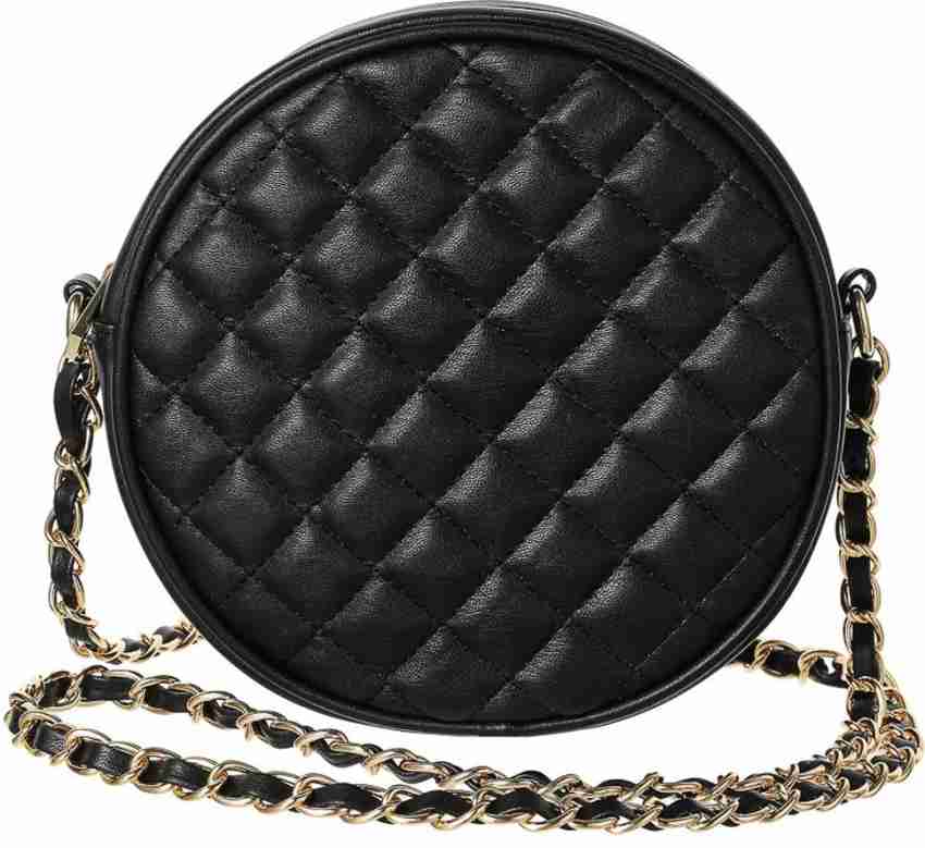 Miniso Diamond Lattice Pattern Round Crossbody Bag,Side Sling Bag for Women and Girls