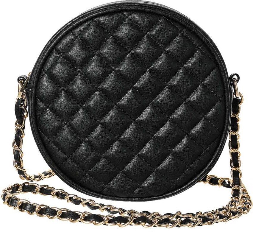 MINISO Black Satchel Women Crossbody Bag,Square Lattice Pattern Sling Bag  Black - Price in India