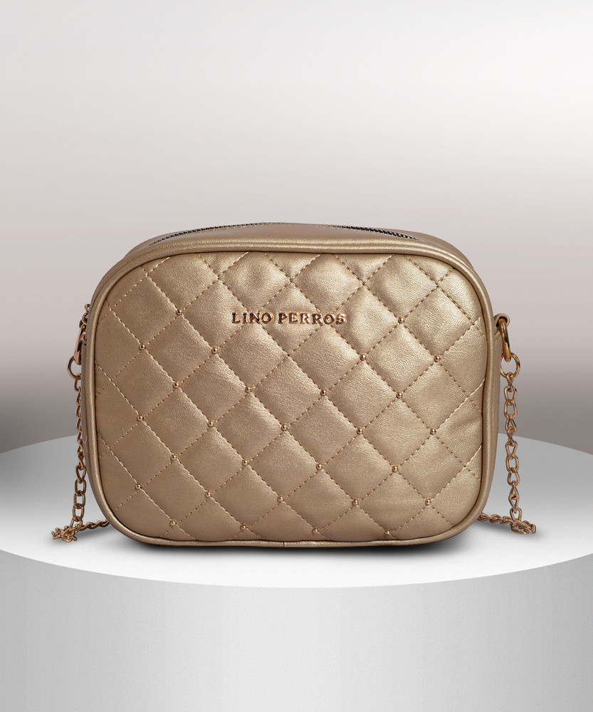 LINO PERROS Gold Sling Bag LWSL00511GOLDEN Gold Price in India Flipkart