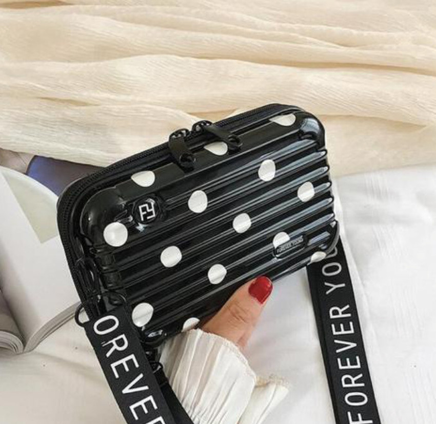 fashion houze Black White Sling Bag Box Bag for Girls Polka Dots