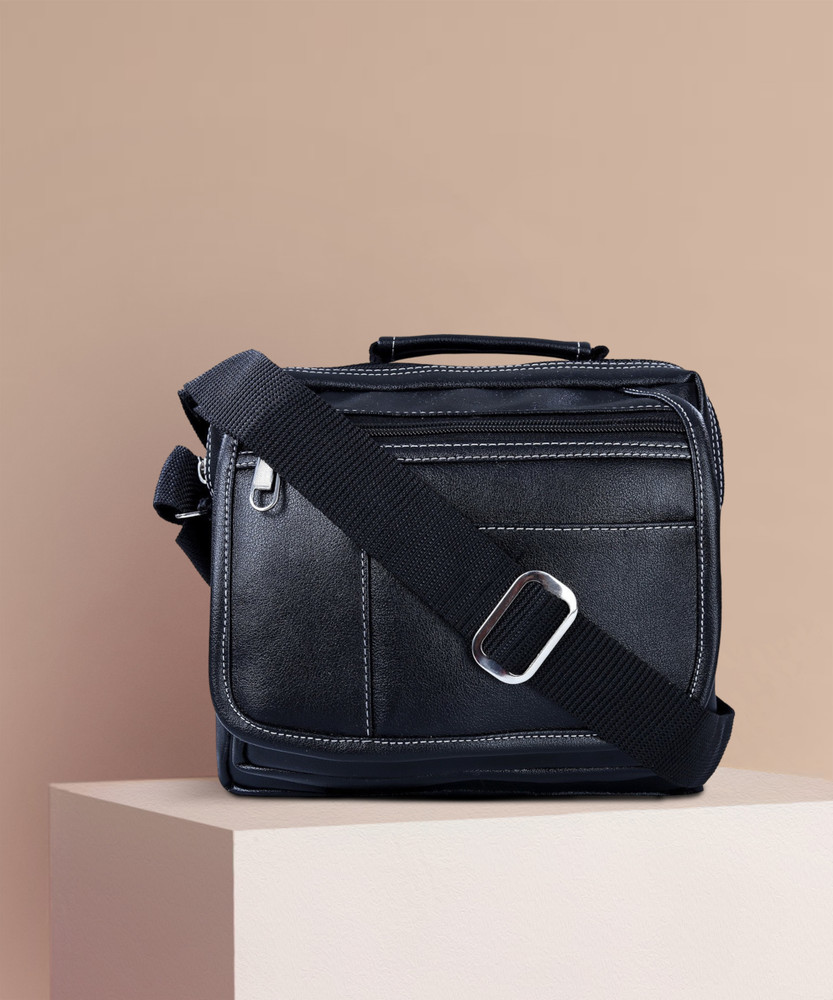 Leatherworld Black Sling Bag Cross body Messenger Bag Black Price in India Flipkart