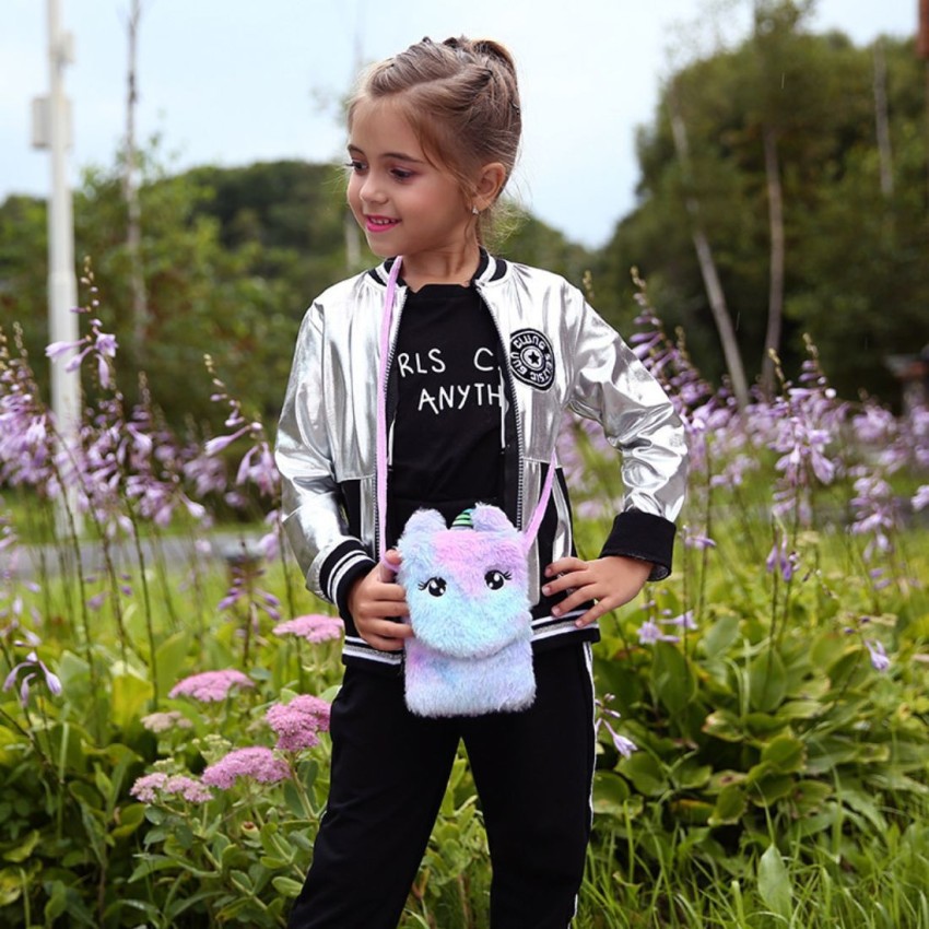 Tahera Unicorn Soft Fur Bag Purse for Kids Girls. Stylish  Sling CrossSide Bag. Shoulder Bag - Shoulder Bag