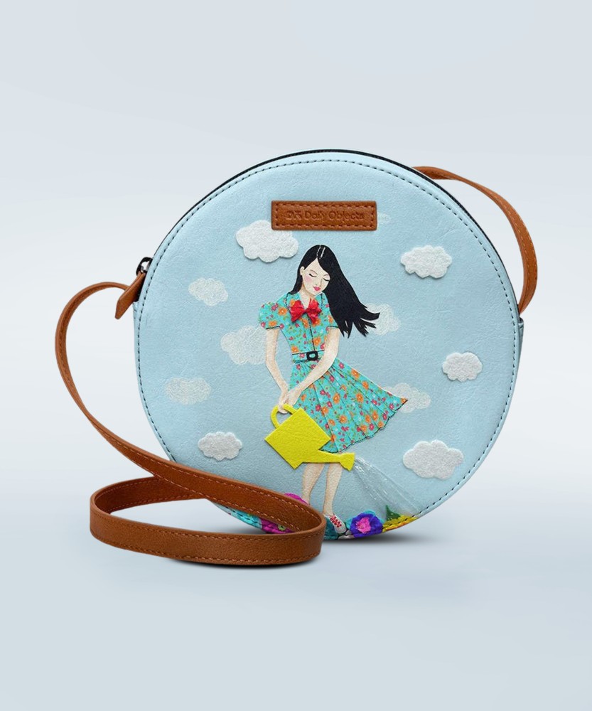 DailyObjects Blue Sling Bag Girl In Flowerland Orbis Crossbody Bag