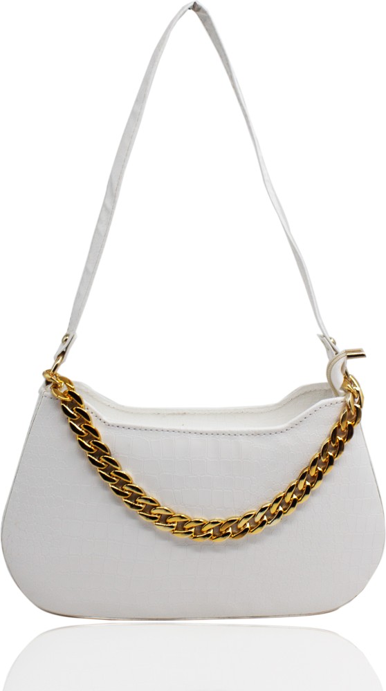 STYLZI Black Sling Bag Elegant Unique Design Gold Chain Strap