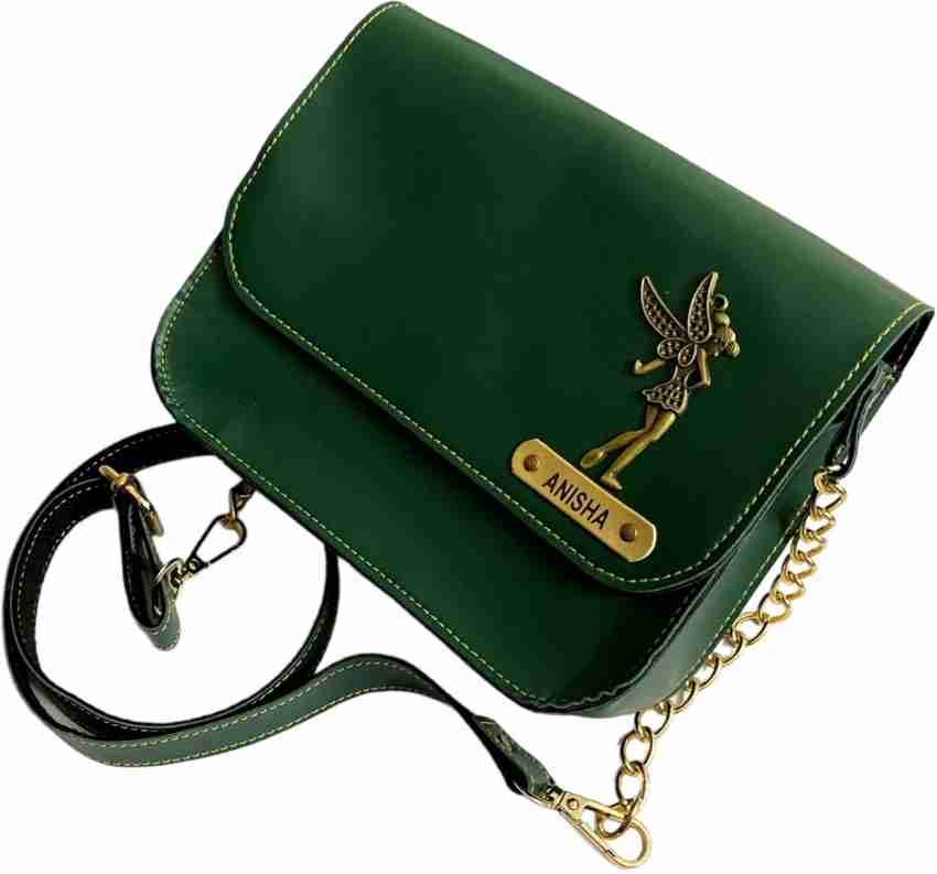 Giftorious Green Sling Bag Customised Name Sling Bag Olive Green