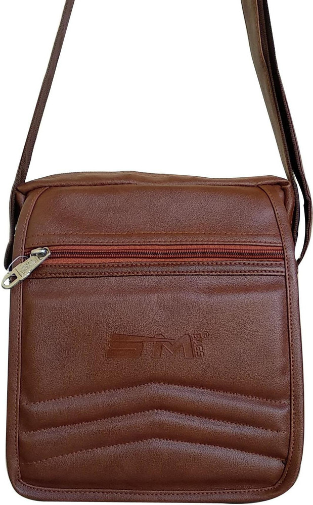 SM BAGS Tan Sling Bag Artificial Leather Cross Body Large Sling Bag for Men Boys Tan Price in India Flipkart