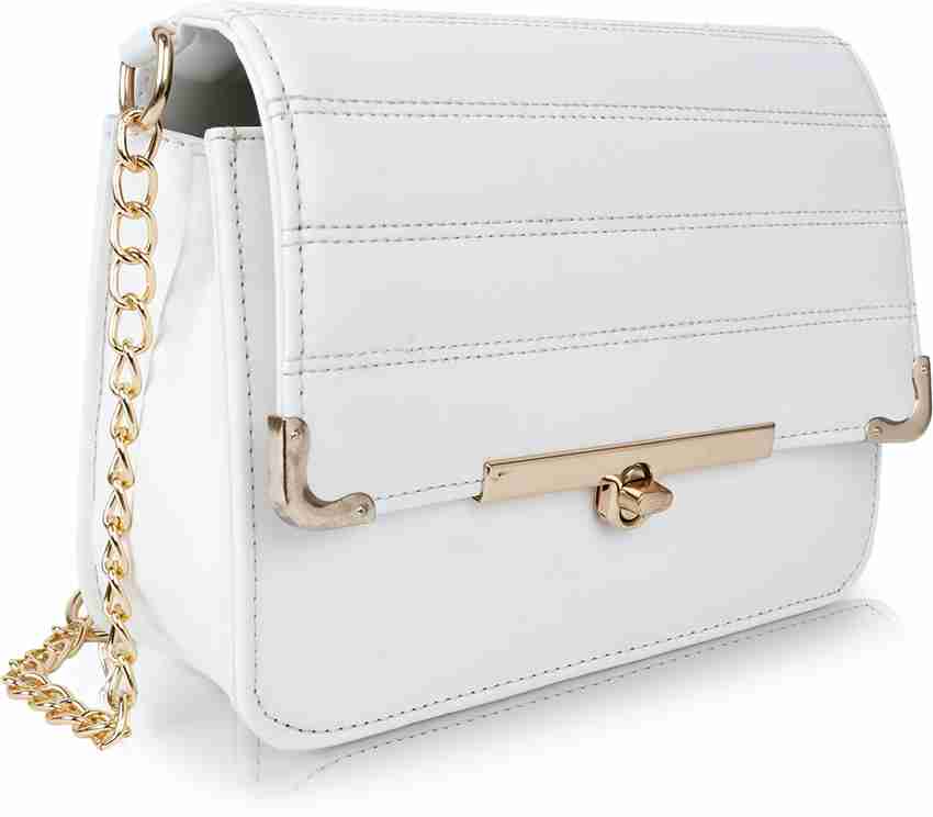 SPOTIC White Sling Bag Classic Unique Design Crossbody Gold Chain Strap Slingbag For Women White Price in India Flipkart