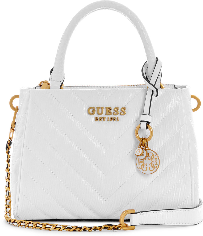GUESS White Satchel Women White Quilted Satchel Bag with Zip Closure White Price in India Flipkart