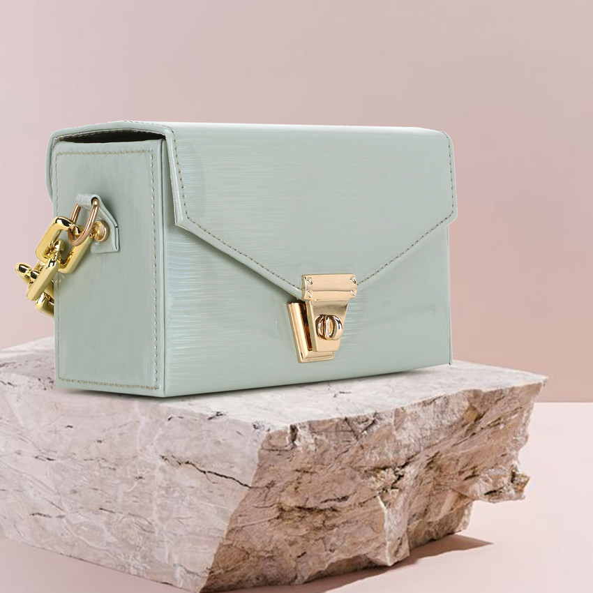 Green leatherette sling bag sales