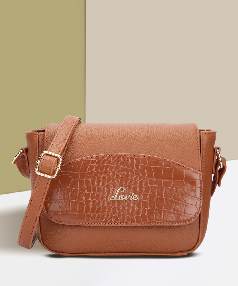 LAVIE Tan Sling Bag Brocroc Flap Sling Bag