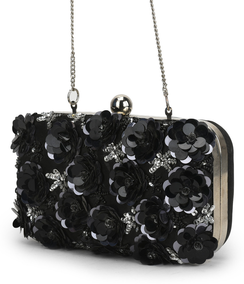 METEAMO Black Silver Clutch Florina Black Silver Price in India Flipkart