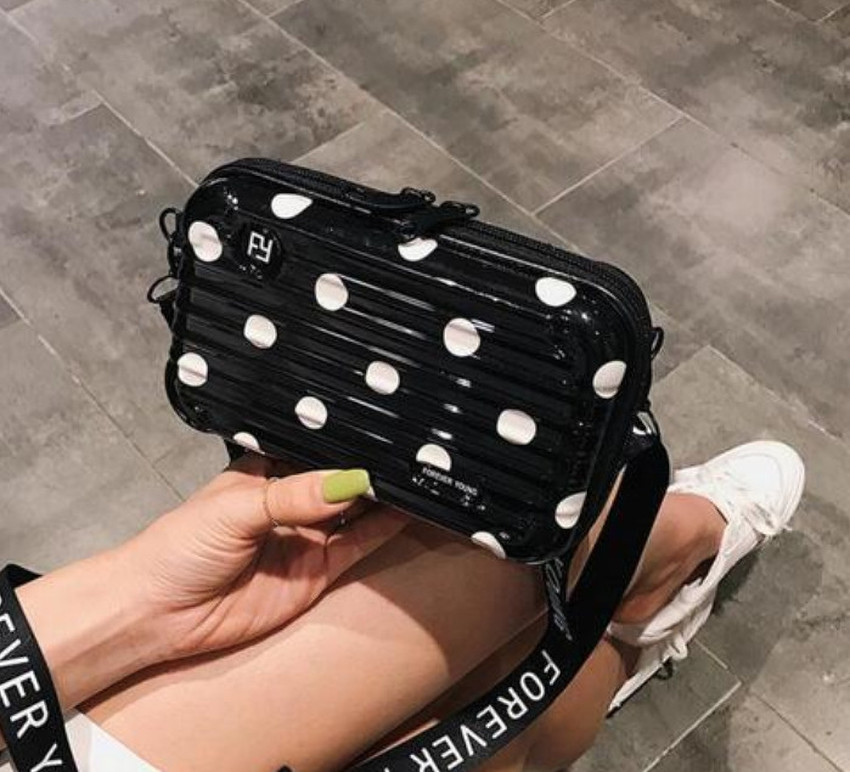 fashion houze Black White Sling Bag Box Bag for Girls Polka Dots