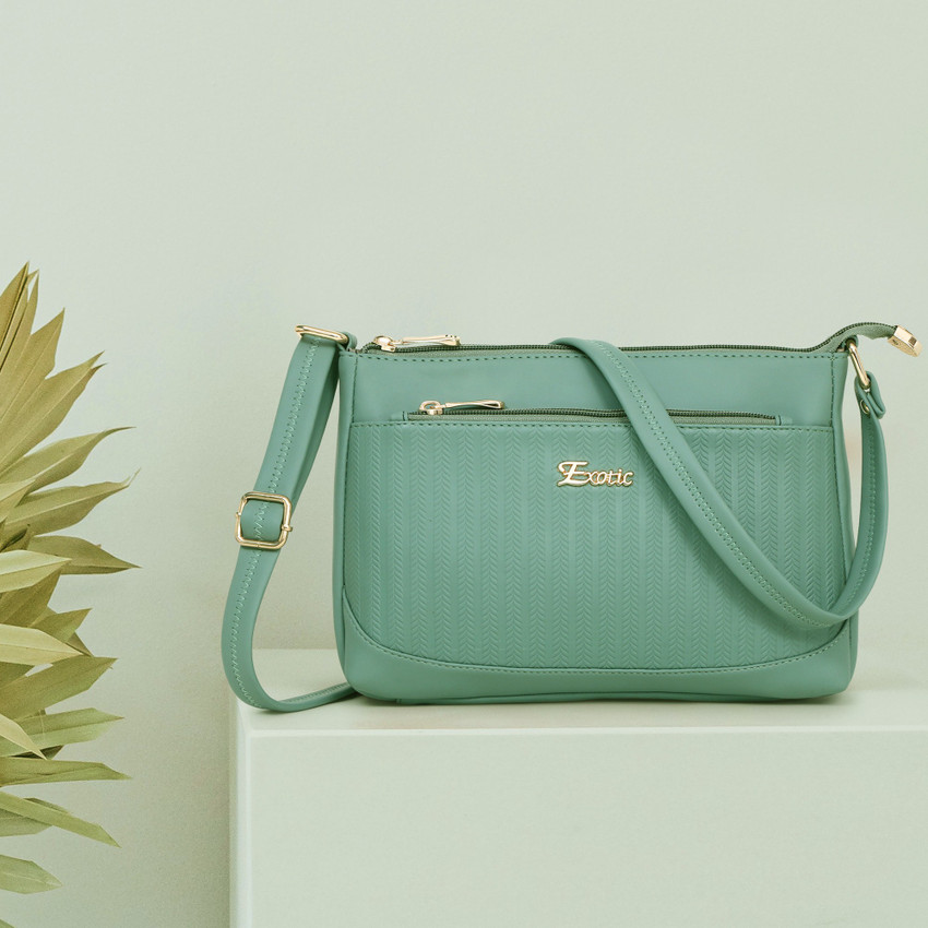Exotic Green Sling Bag Pop colour Sling bag Green - Price in India |  Flipkart.com